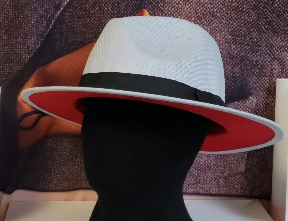 Red Bottom Fedora Hats for Men Women - Classic Black Red Panama Hat Wide  Brim Two Tone Jazz Gentleman Hat at  Women's Clothing store